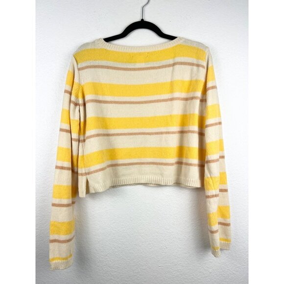 L*SPACE Sunseeker Chenille Crop Top Sweater, Yellow Stripe, Size Large - Picture 7 of 7